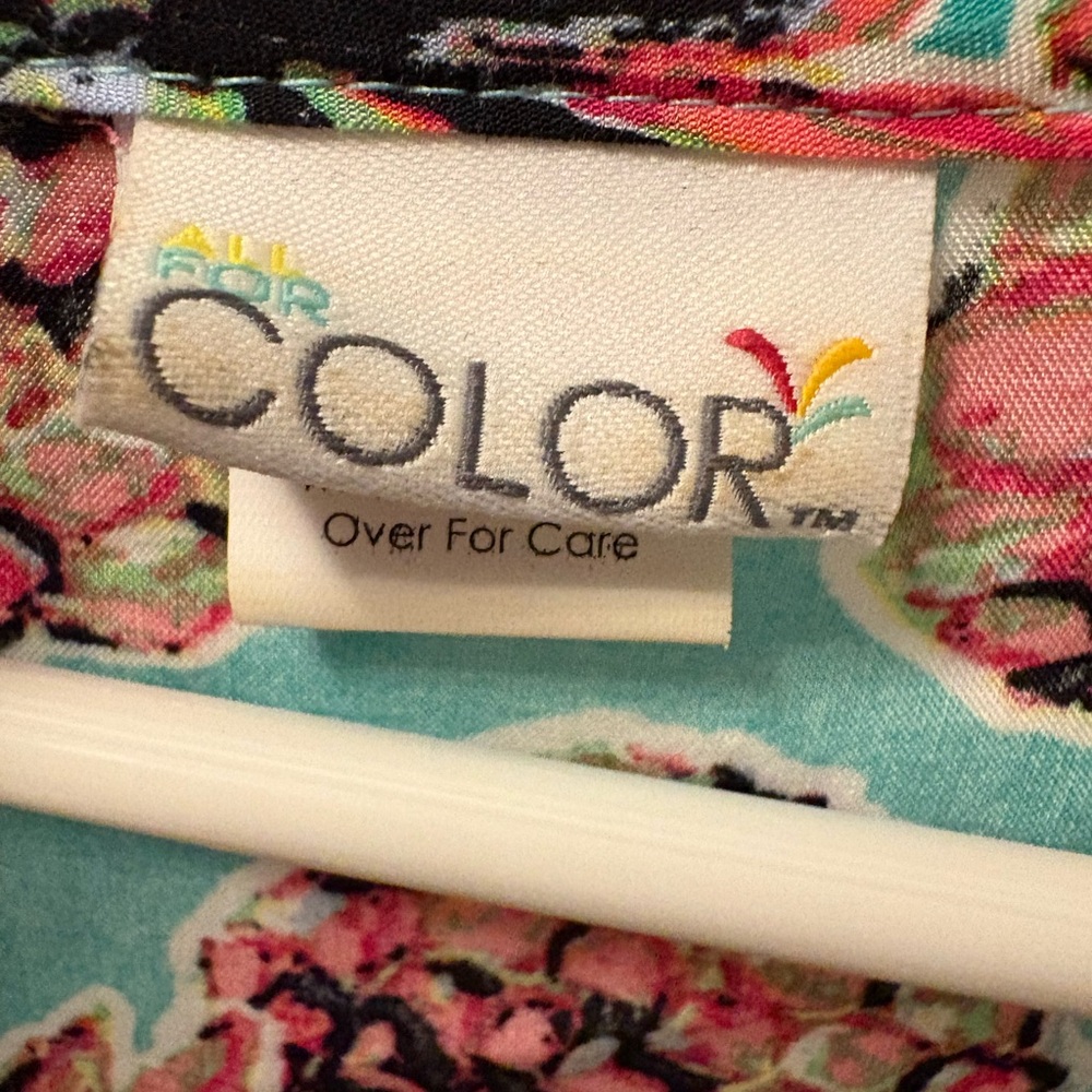 All For Color Blue 3/4 Sleeve Boxy Button Front Top - Picture 4 of 5